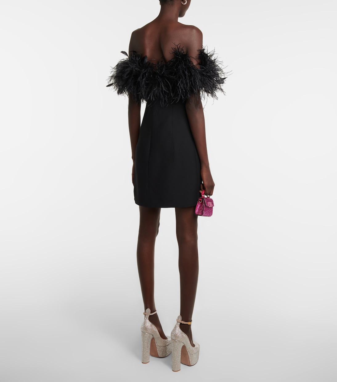 Feather-trimmed crêpe minidress | Valentino