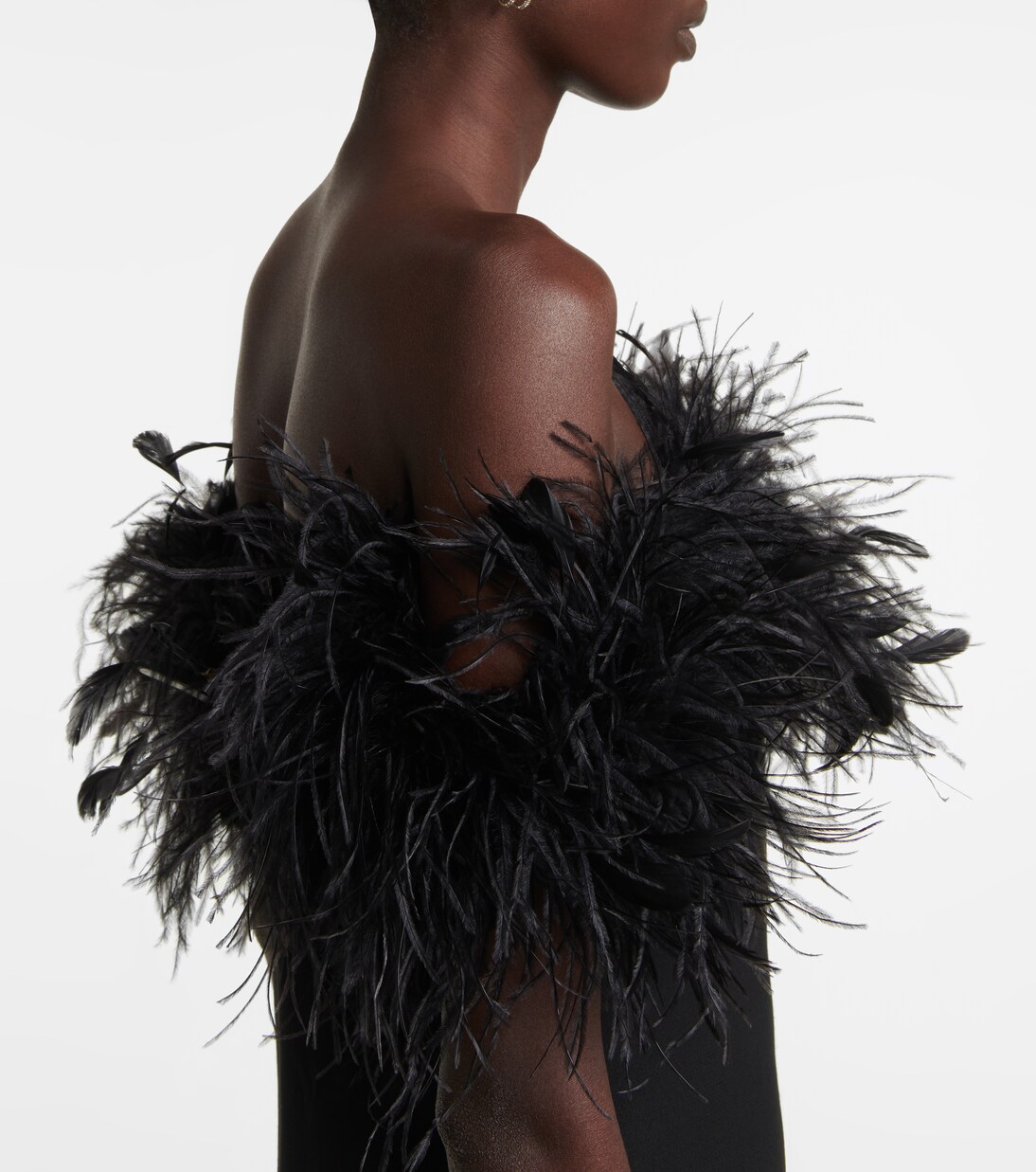 Feather-trimmed crêpe minidress | Valentino