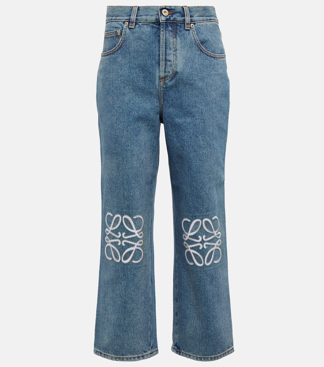 Jeans cropped con anagrama de tiro alto | Loewe