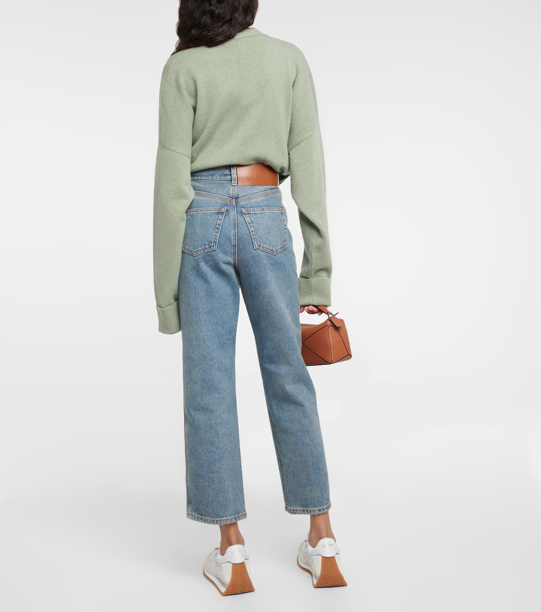Jeans cropped con anagrama de tiro alto | Loewe