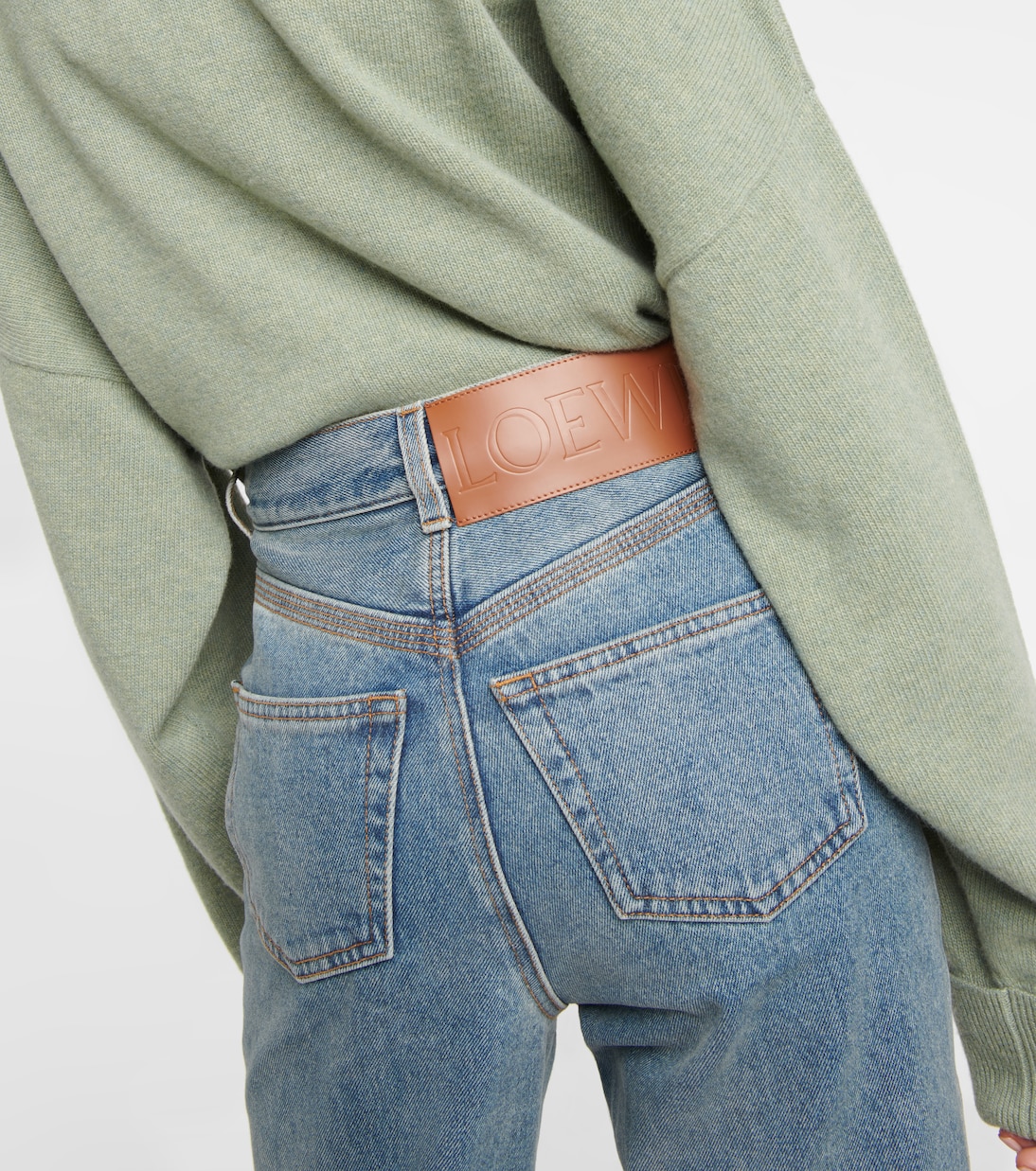 Jeans cropped con anagrama de tiro alto | Loewe
