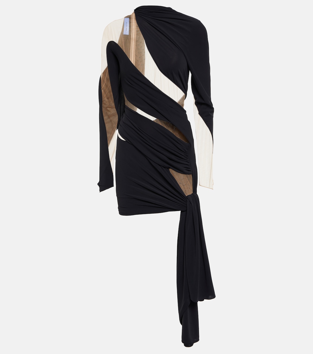 Vestido corto drapeado con tul | Mugler