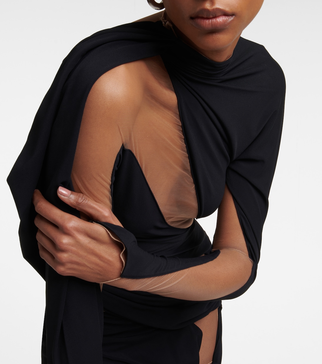 Vestido corto drapeado con tul | Mugler