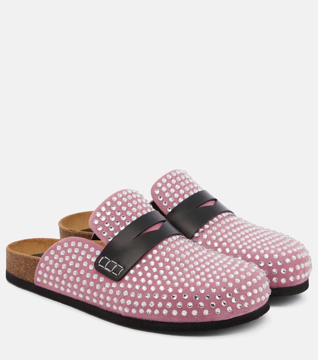 Crystal-embellished suede slippers | JW Anderson
