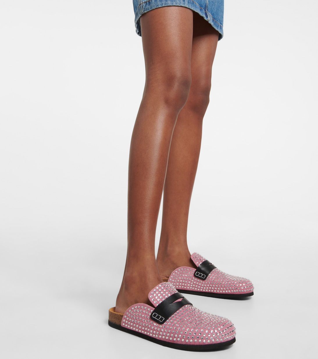 Crystal-embellished suede slippers | JW Anderson
