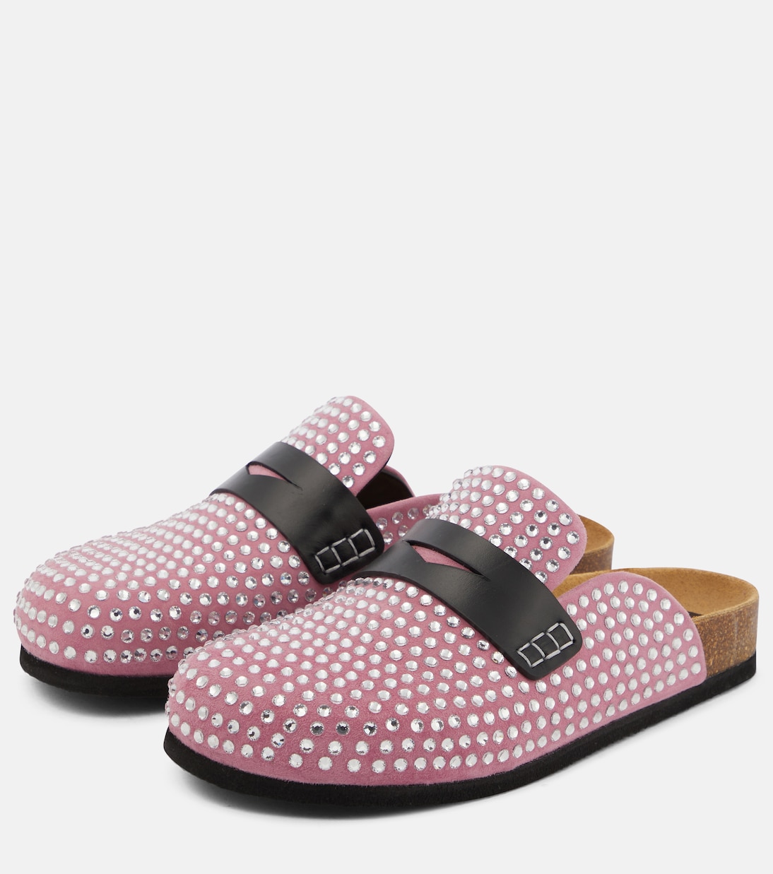 Crystal-embellished suede slippers | JW Anderson