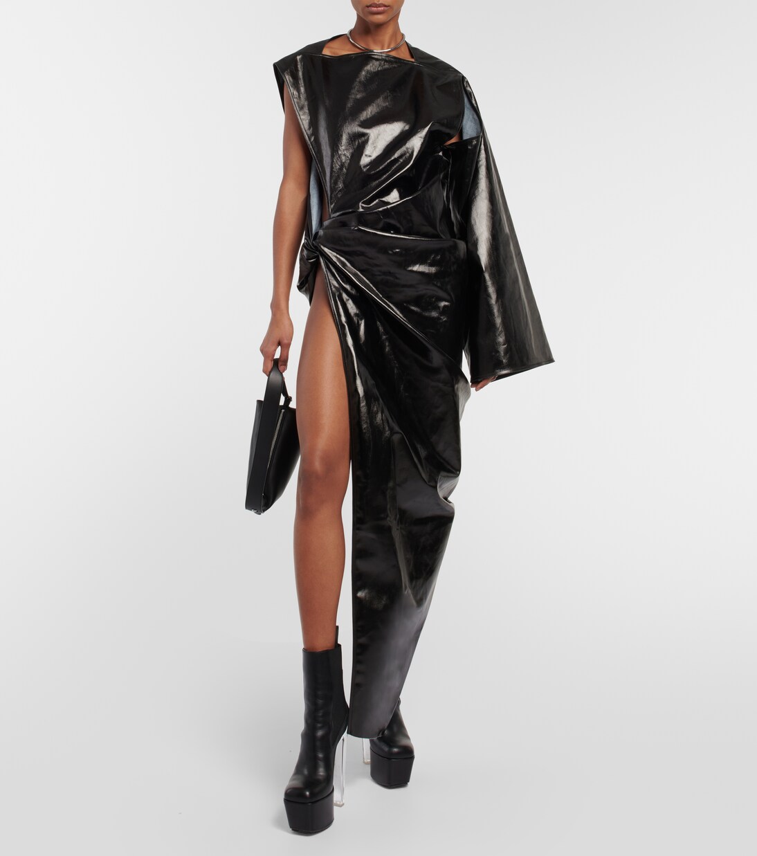 Asymmetrical denim gown | Rick Owens