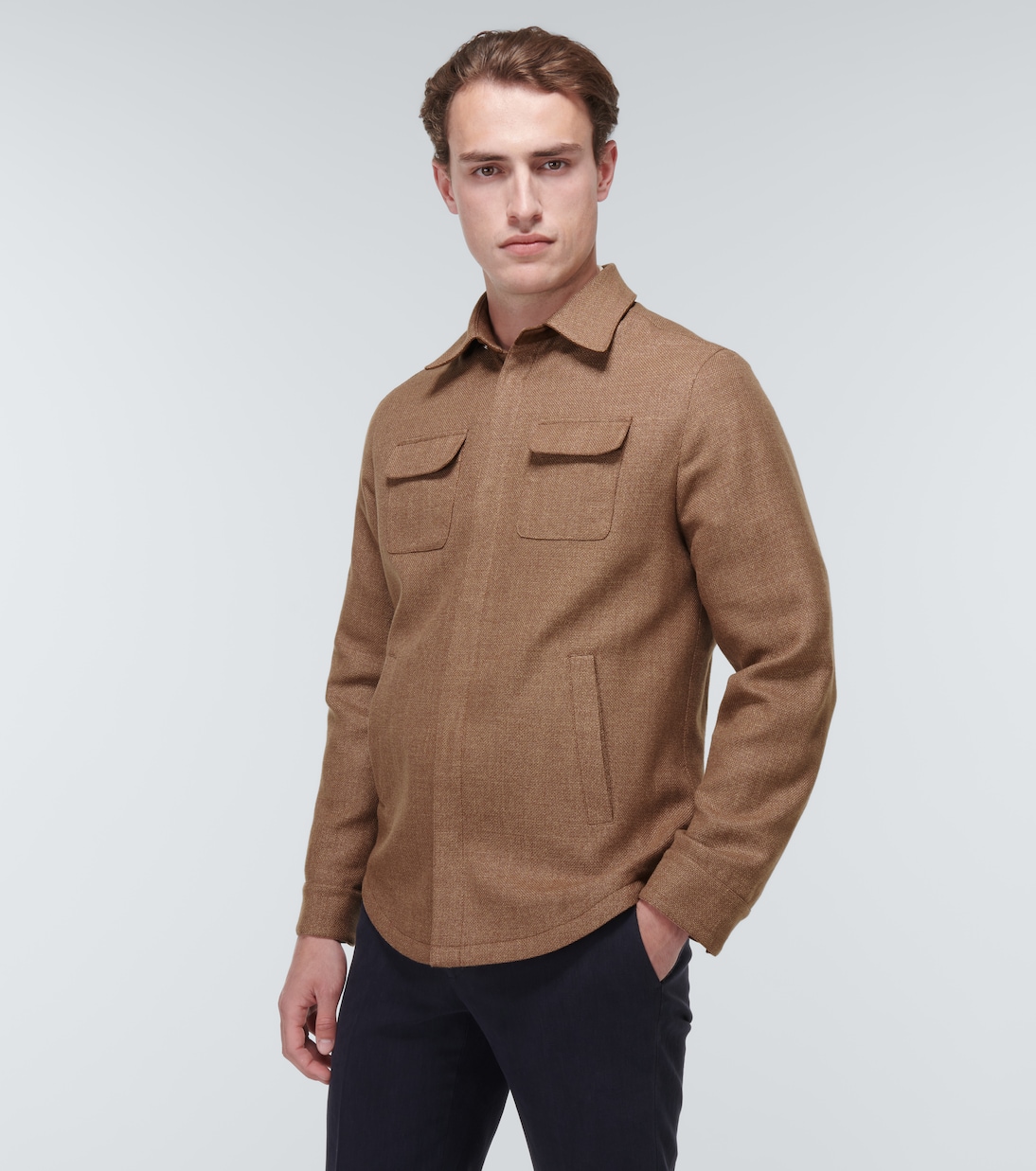 Linen, wool, and silk overshirt | Thom Sweeney