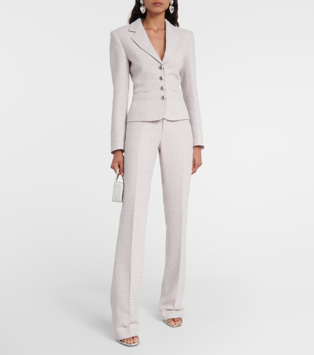 Pantalon droit à taille mi-haute à sequins | Alessandra Rich