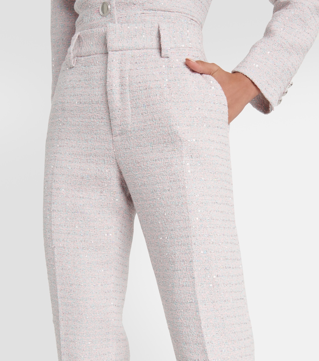Pantalon droit à taille mi-haute à sequins | Alessandra Rich