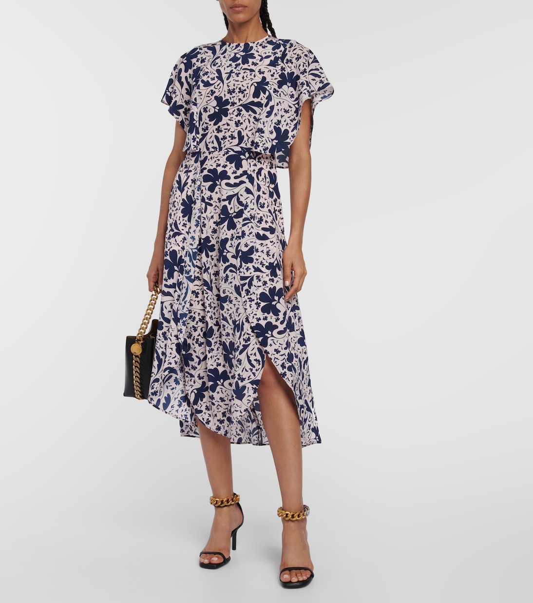 Abito midi in seta con stampa floreale | Stella McCartney