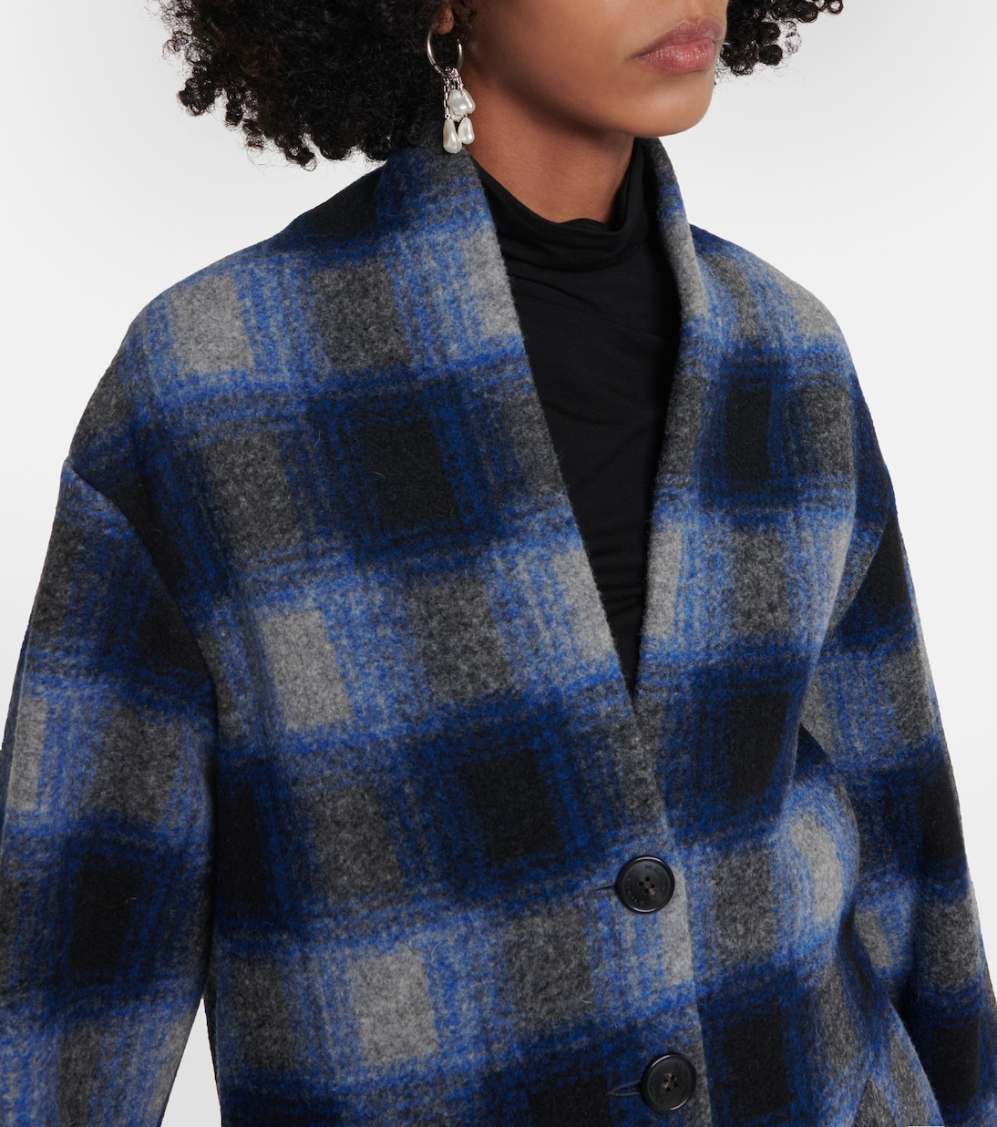Etoile isabel marant gabriel plaid wool long coat shop