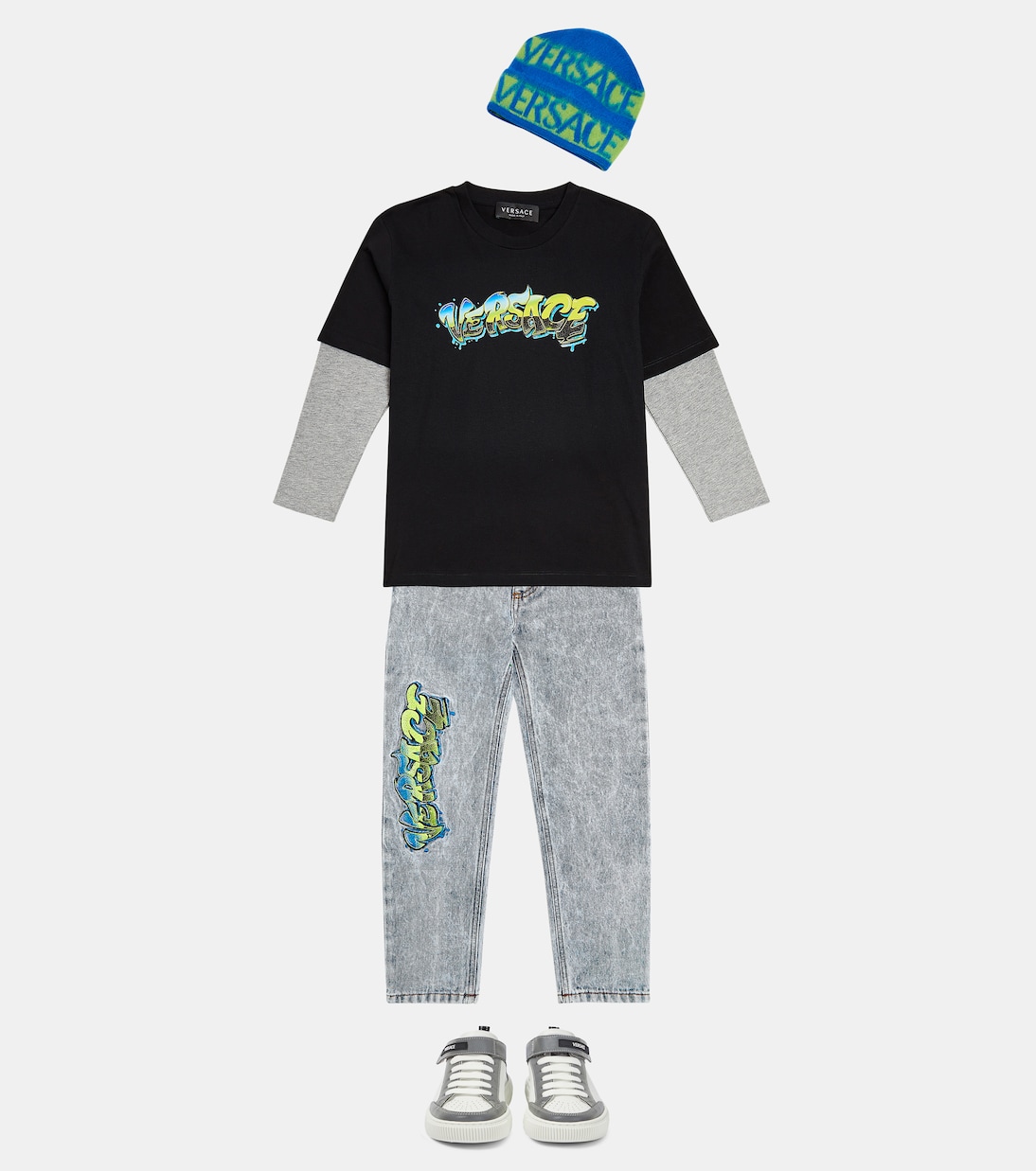 Jean droit brodé à logo | Versace Kids