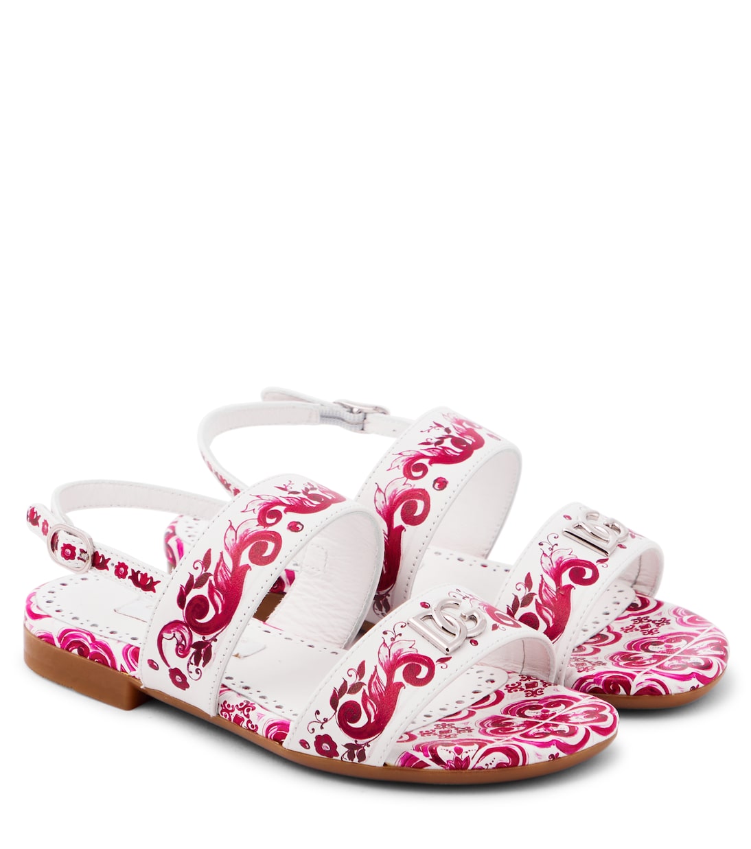 Bedruckte Sandalen Majolica aus Leder | Dolce&Gabbana Kids