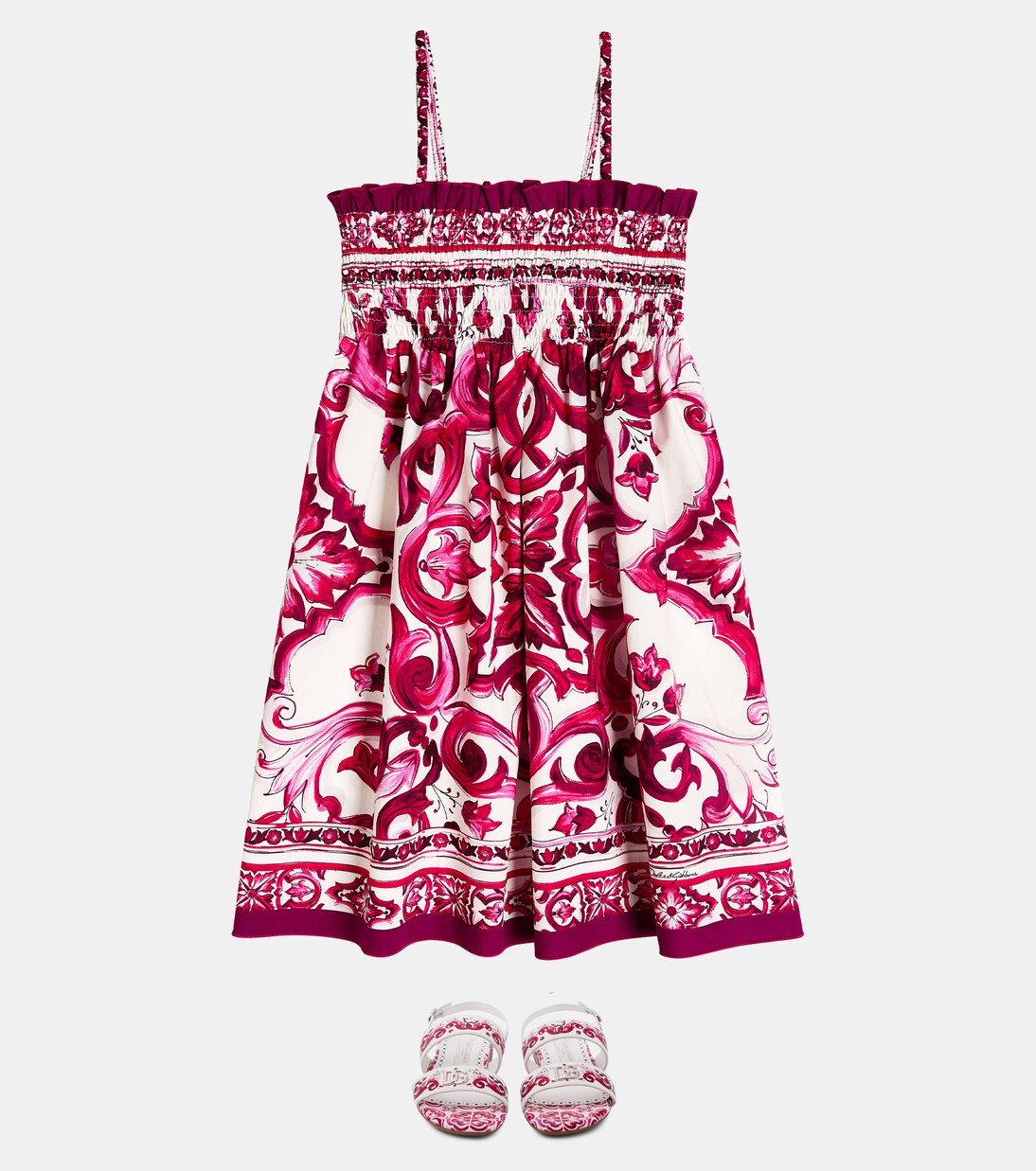 Bedruckte Sandalen Majolica aus Leder | Dolce&Gabbana Kids