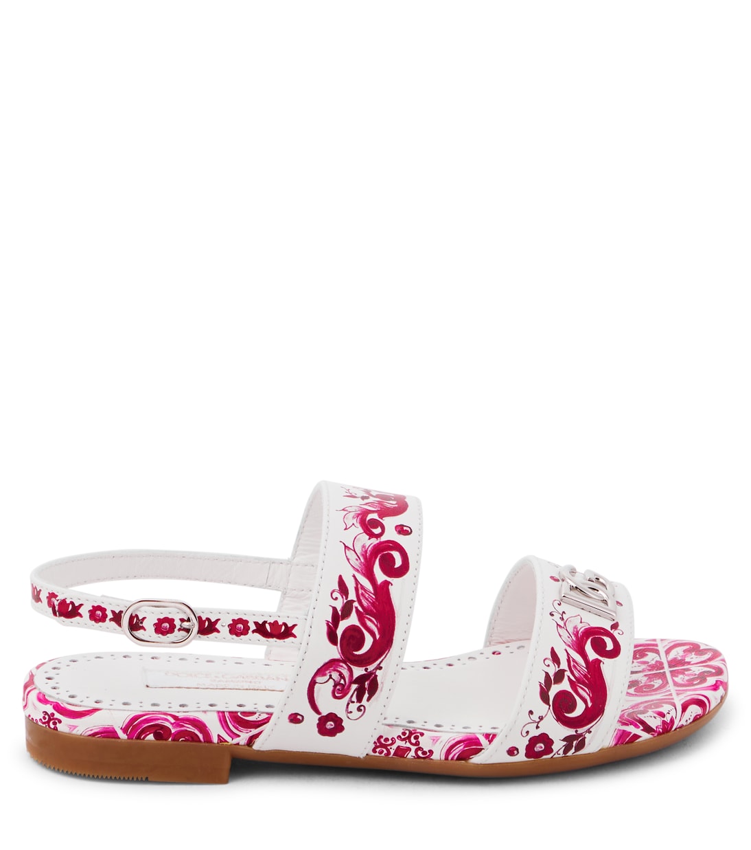 Bedruckte Sandalen Majolica aus Leder | Dolce&Gabbana Kids