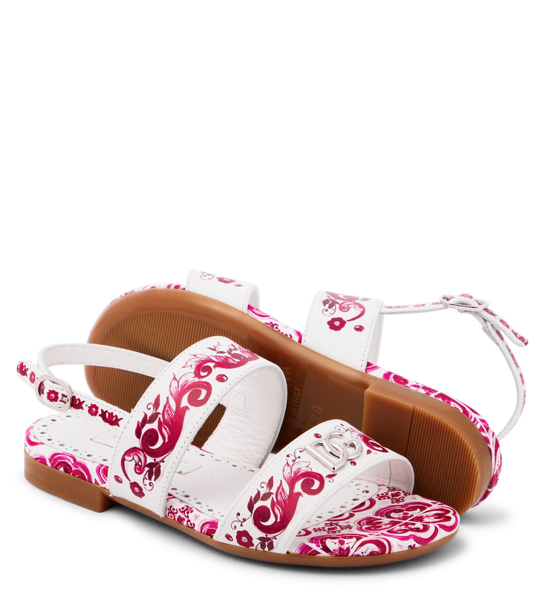 Bedruckte Sandalen Majolica aus Leder | Dolce&Gabbana Kids