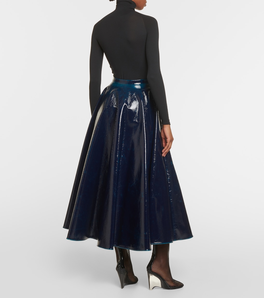 Jupe midi en laine mélangée | Alaïa