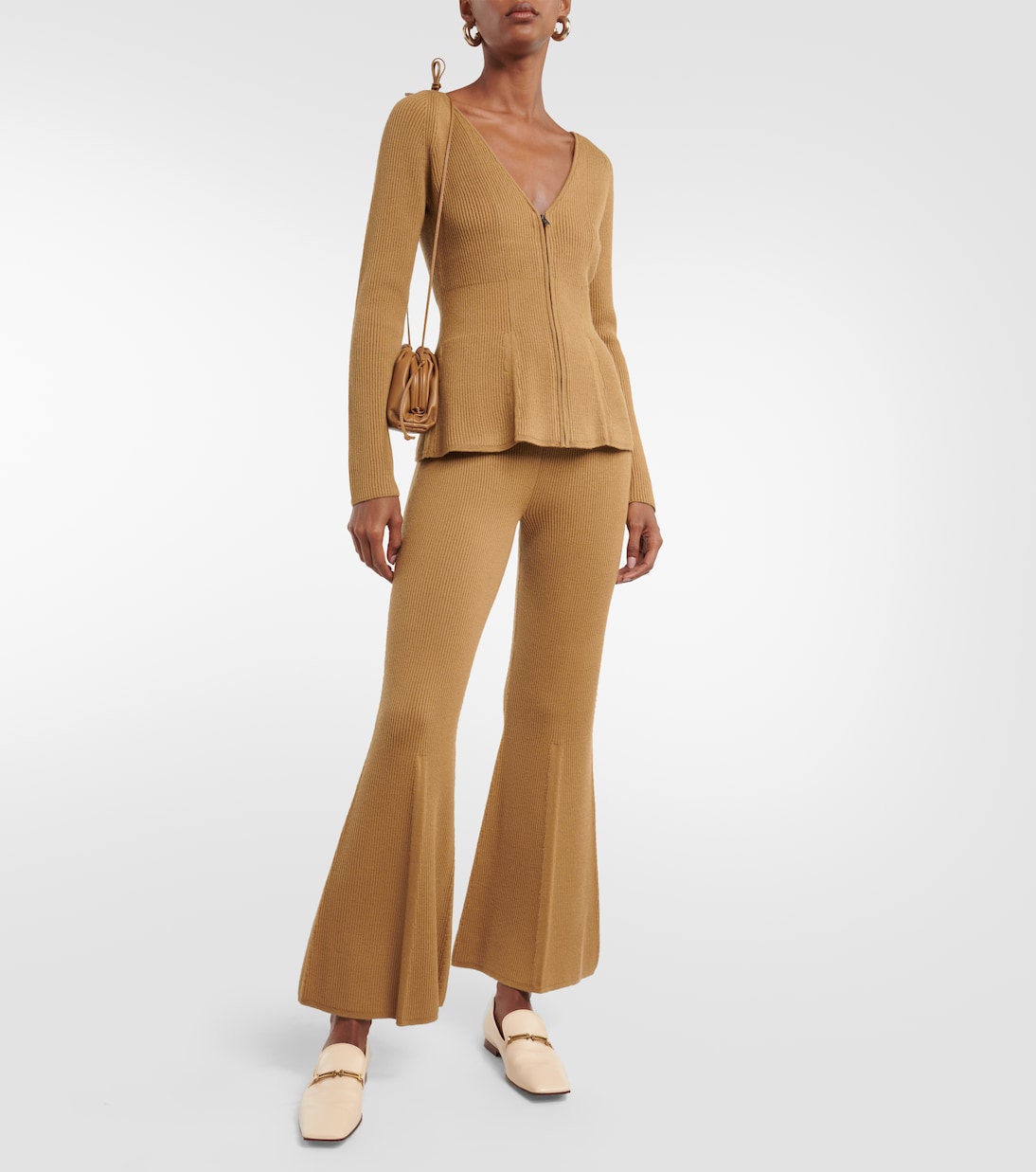 Pantalon évasé en laine mélangée | Joseph