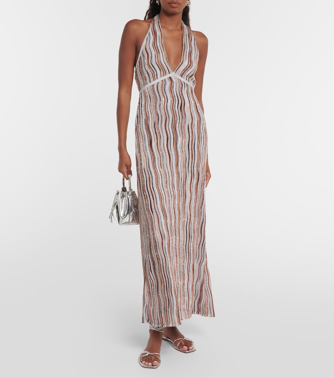 Verziertes Maxikleid aus Häkelstrick | Missoni