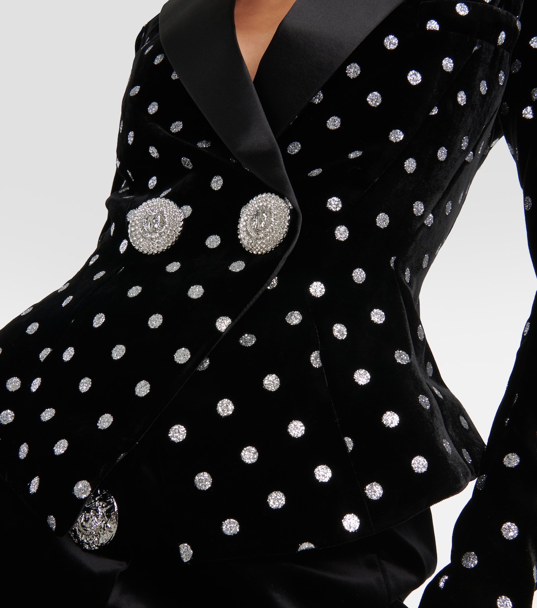 Polka-dot embellished velvet blazer | Balmain