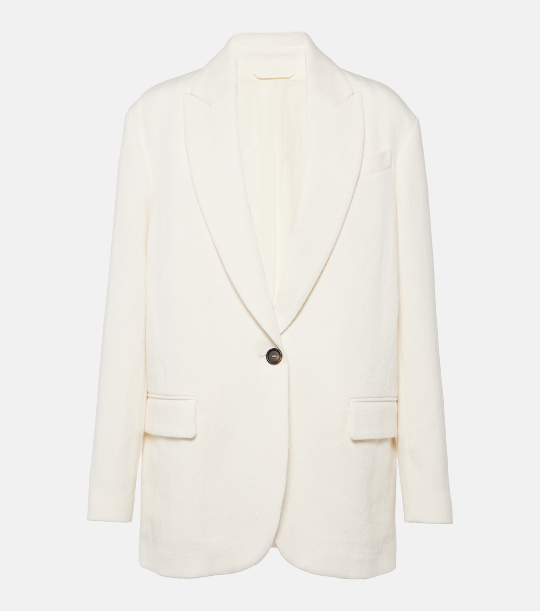 Herringbone cotton and linen blazer | Brunello Cucinelli