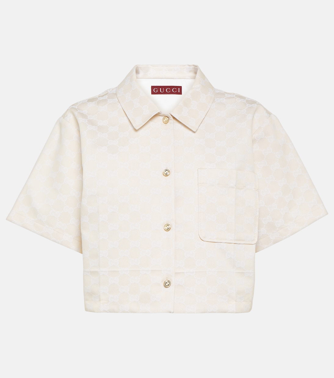 Camisa cropped de gabardina con GG | Gucci