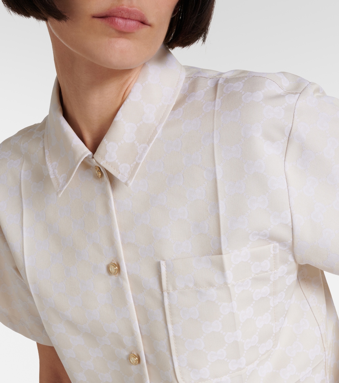 Camisa cropped de gabardina con GG | Gucci