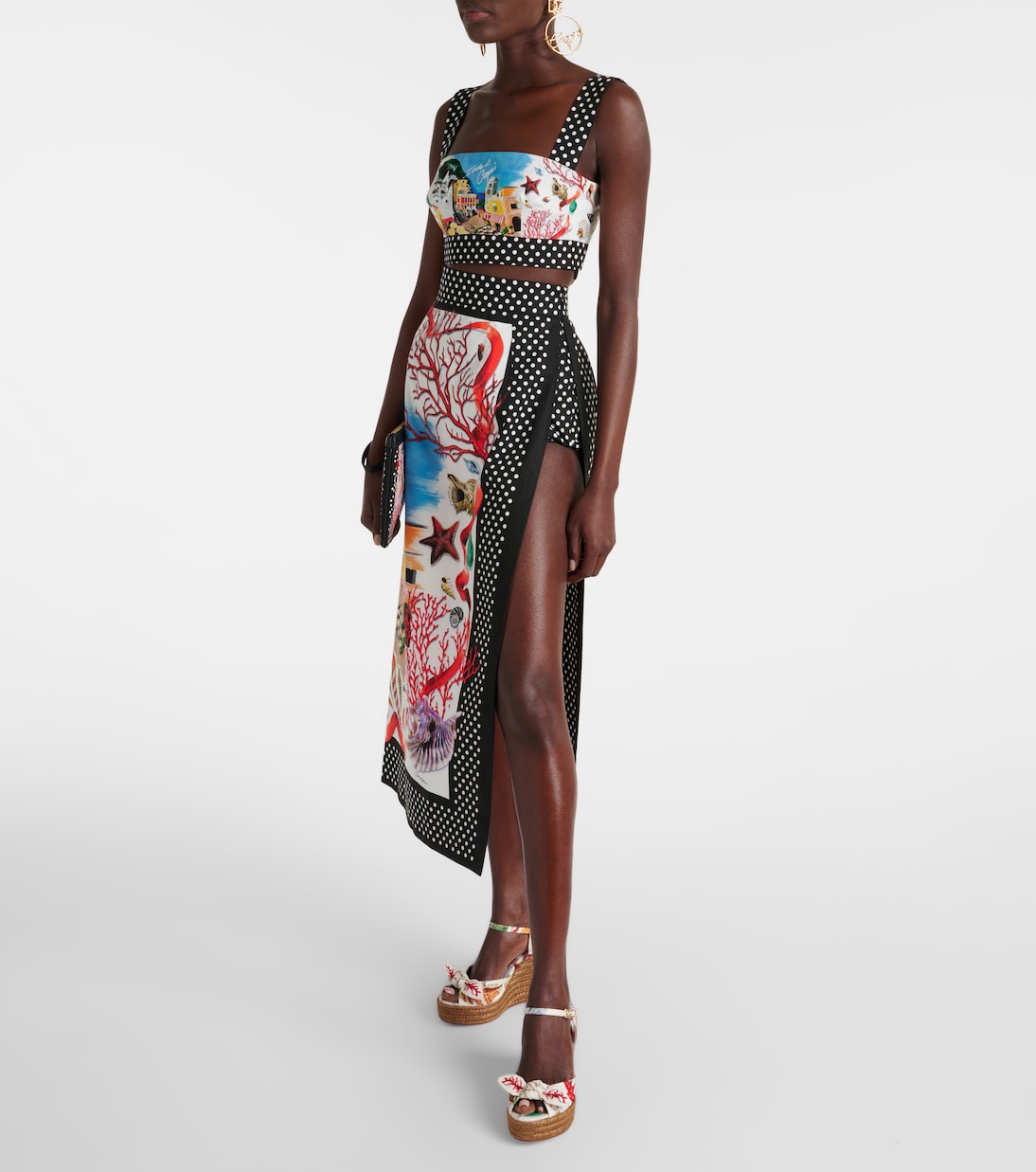 Top raccourci Capri imprimé en coton | Dolce&Gabbana
