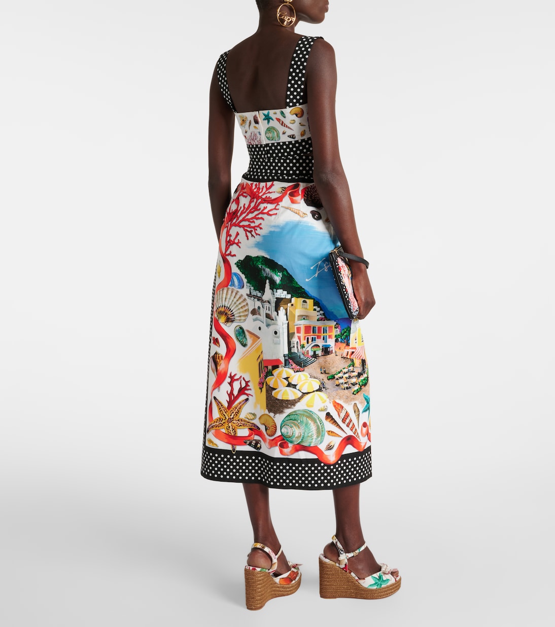 Top raccourci Capri imprimé en coton | Dolce&Gabbana