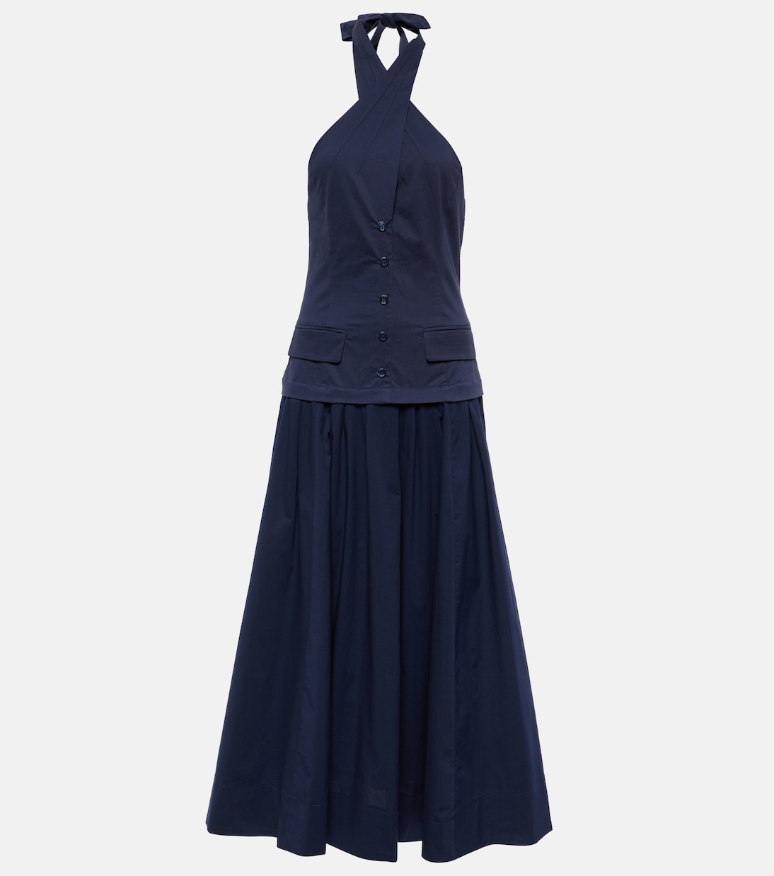 Harrington chino and poplin maxi dress | Staud