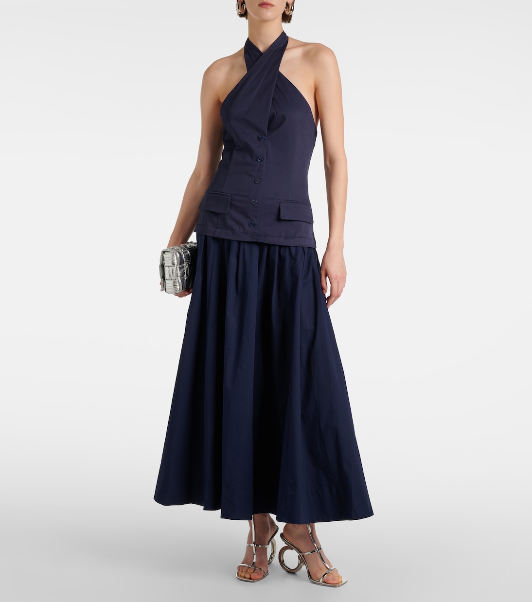 Harrington chino and poplin maxi dress | Staud