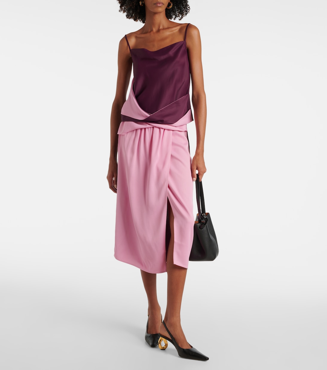 Colorblocked draped midi skirt | JW Anderson
