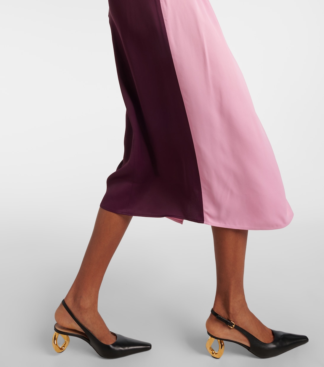 Colorblocked draped midi skirt | JW Anderson