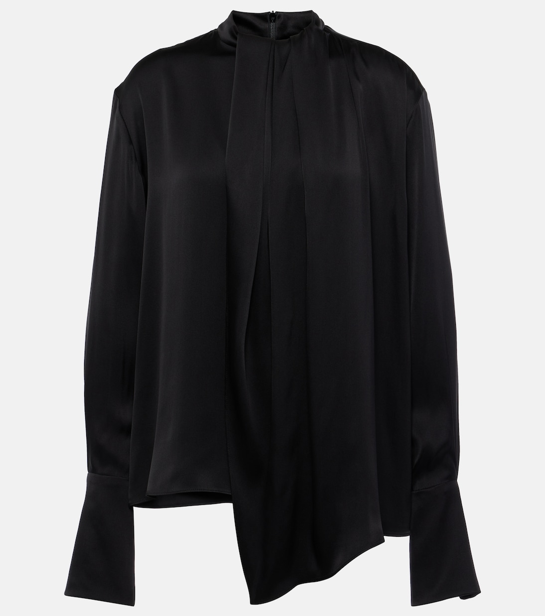 Black silk satin blouse outlet