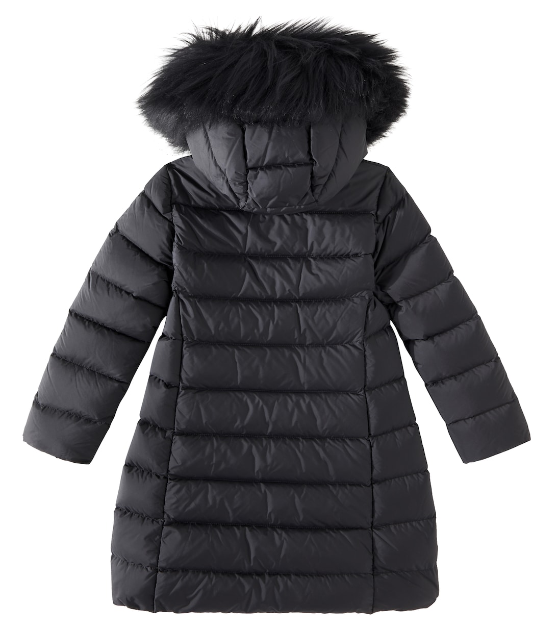 Abelle shearling trimmed down coat in black Moncler Enfant Mytheresa