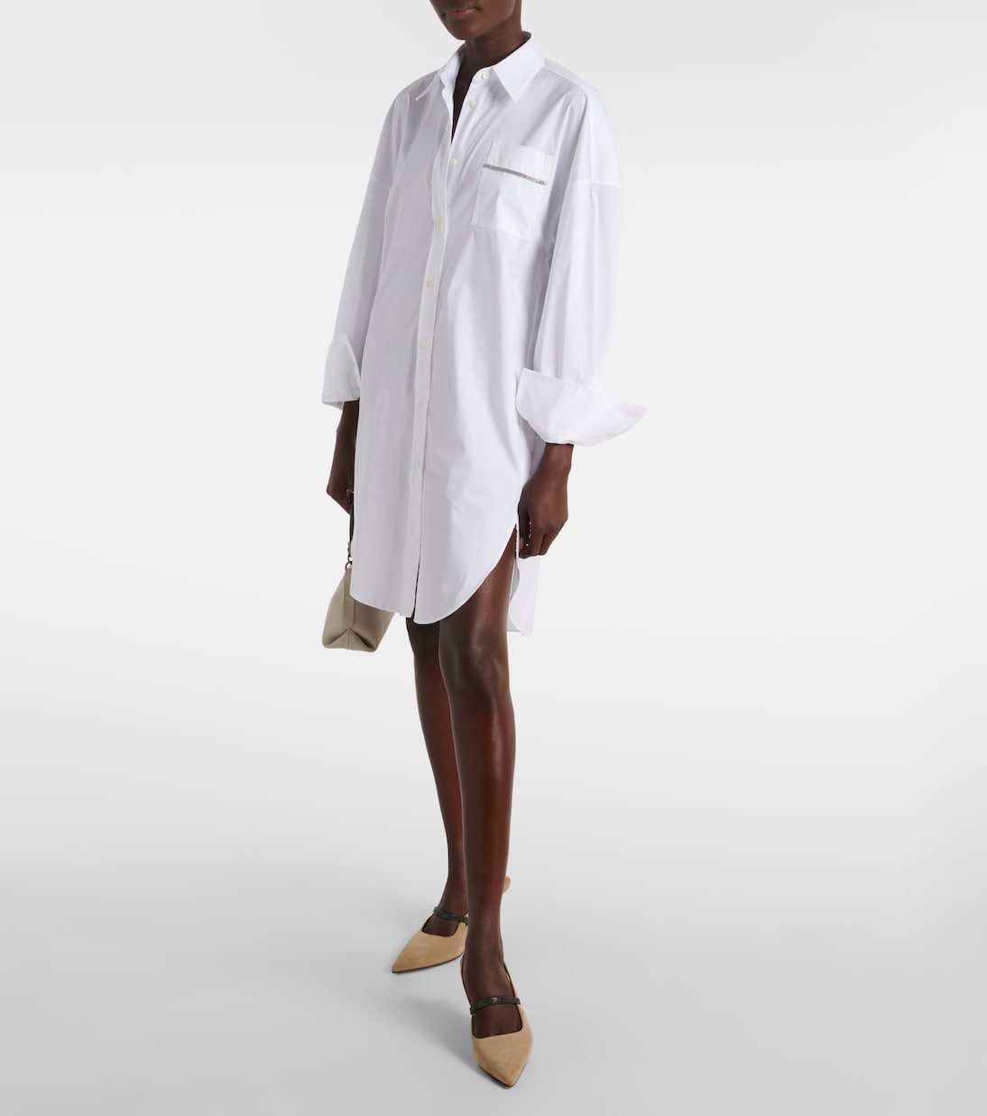 Hemdblusenkleid aus einem Baumwollgemisch | Brunello Cucinelli
