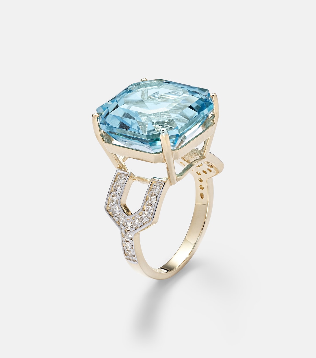 Anello in oro 14kt con topazio e diamanti, gioiello elegante per giovani