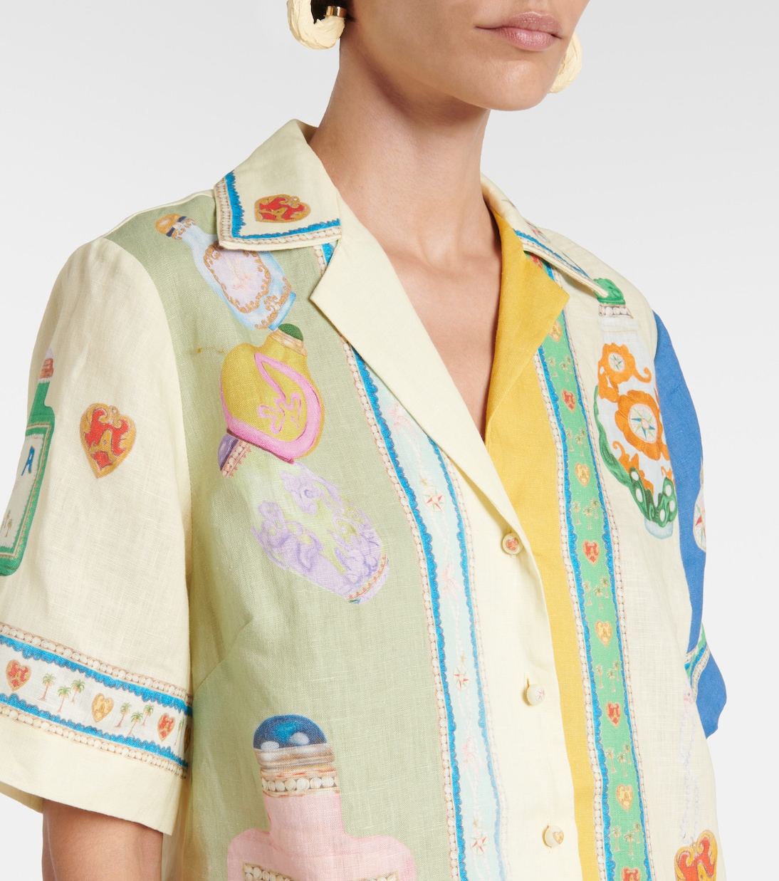 Elixir printed linen shirt in multicoloured - Alemais