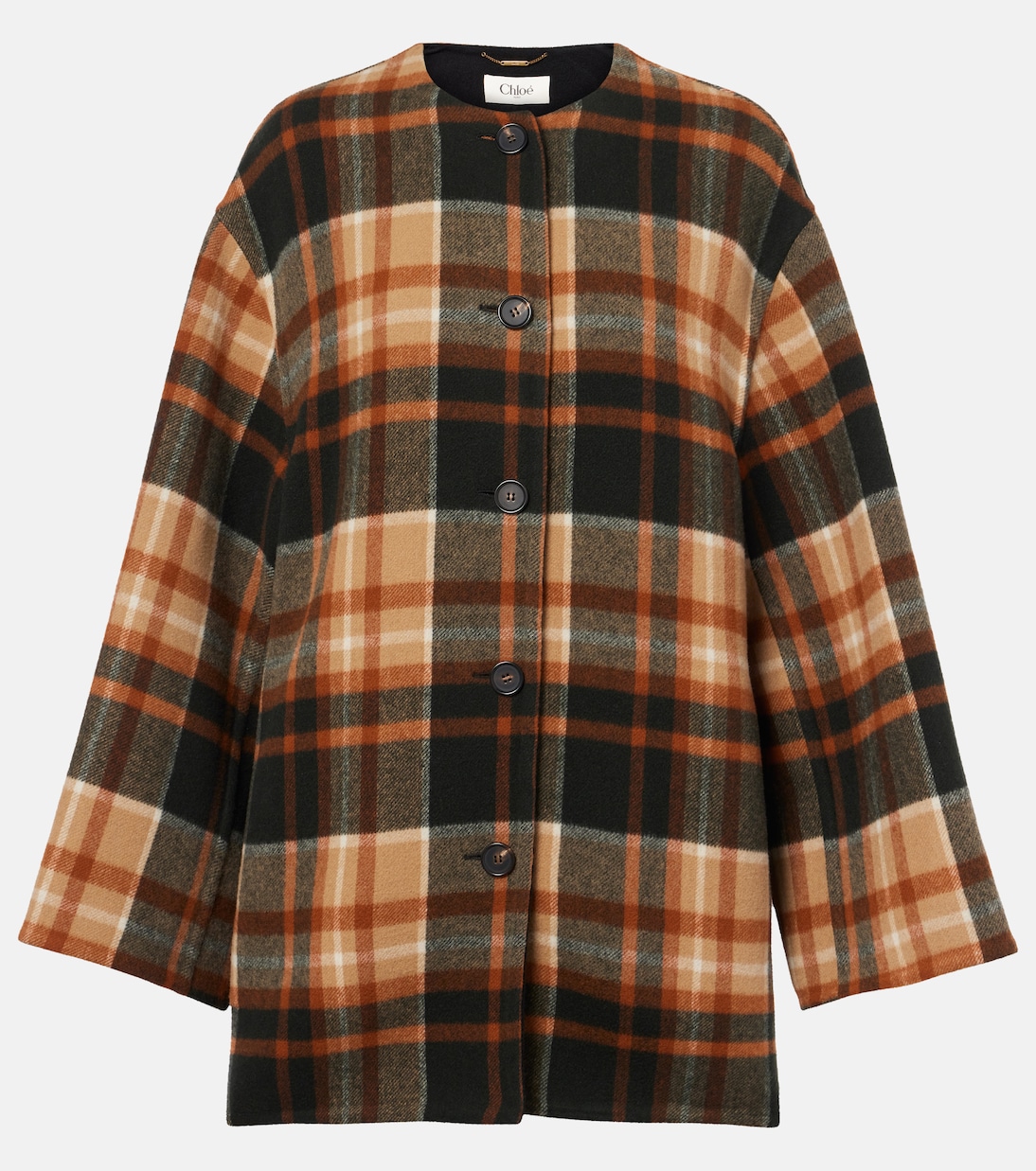 Checked wool and silk coat | Chloé