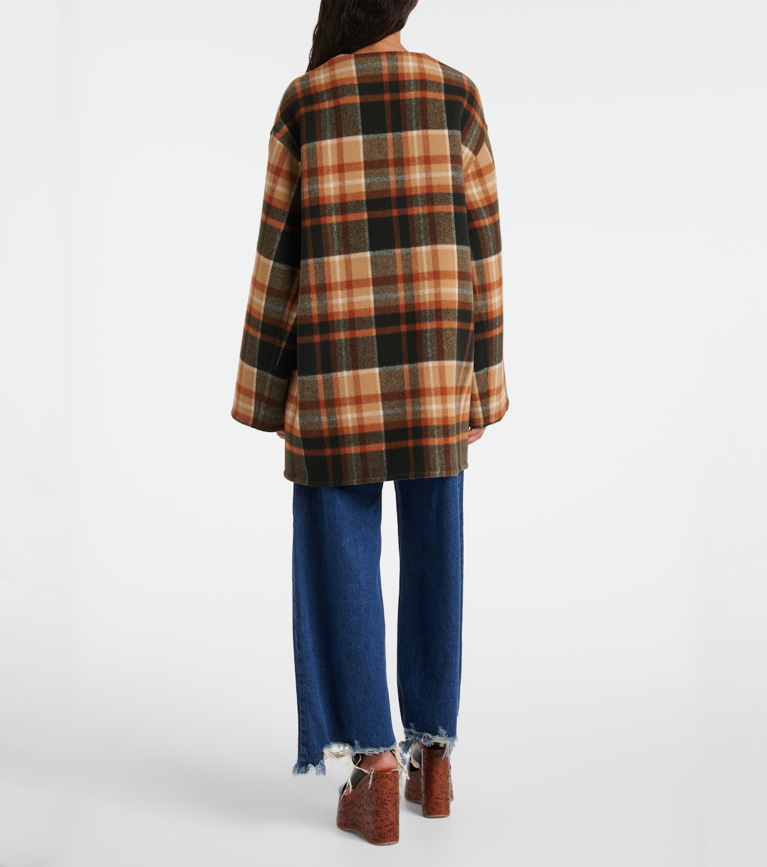 Checked wool and silk coat | Chloé