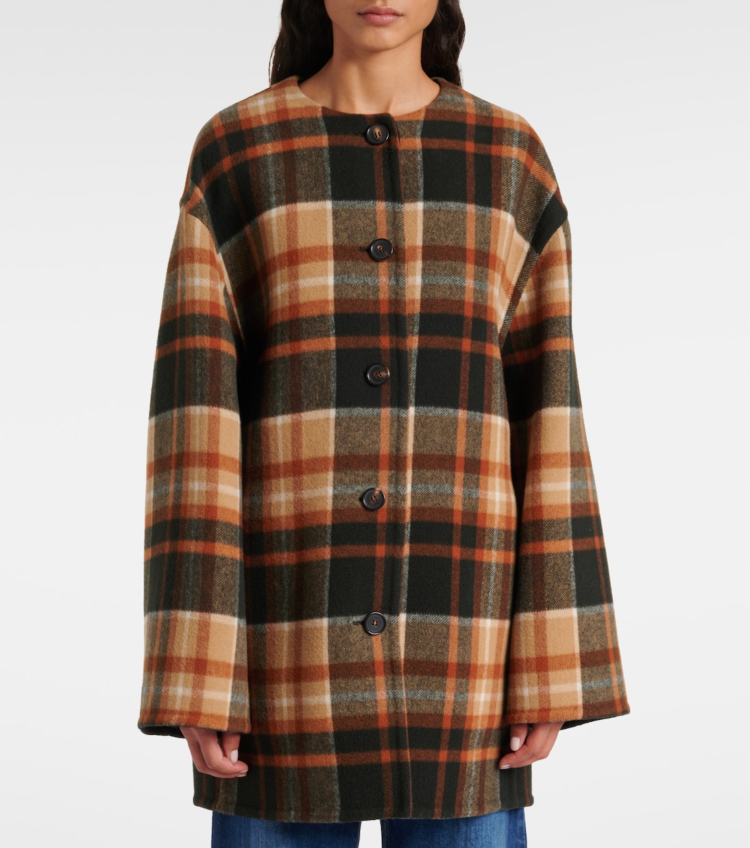 Checked wool and silk coat | Chloé
