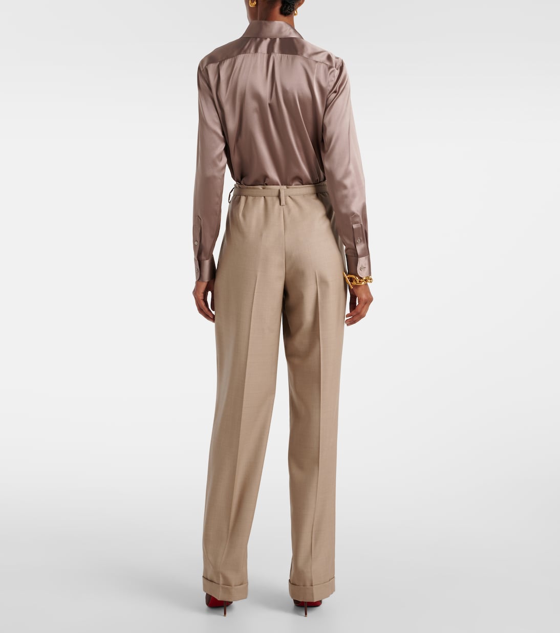 Stamford high-rise wool straight pants | Ralph Lauren Collection