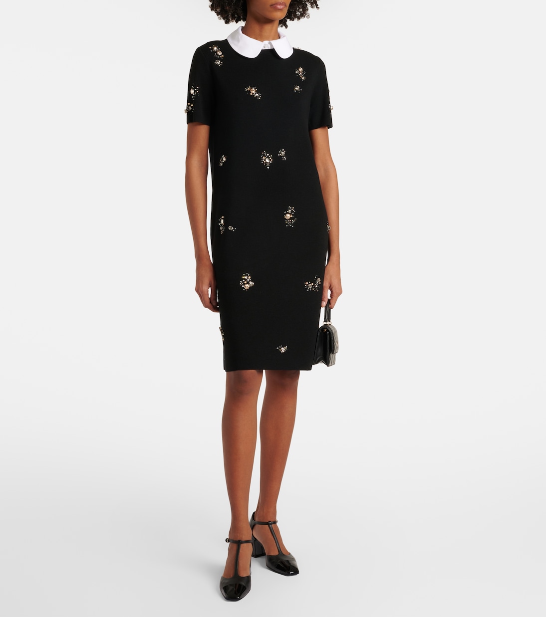 Robe midi en laine mélangée à ornements | Tory Burch