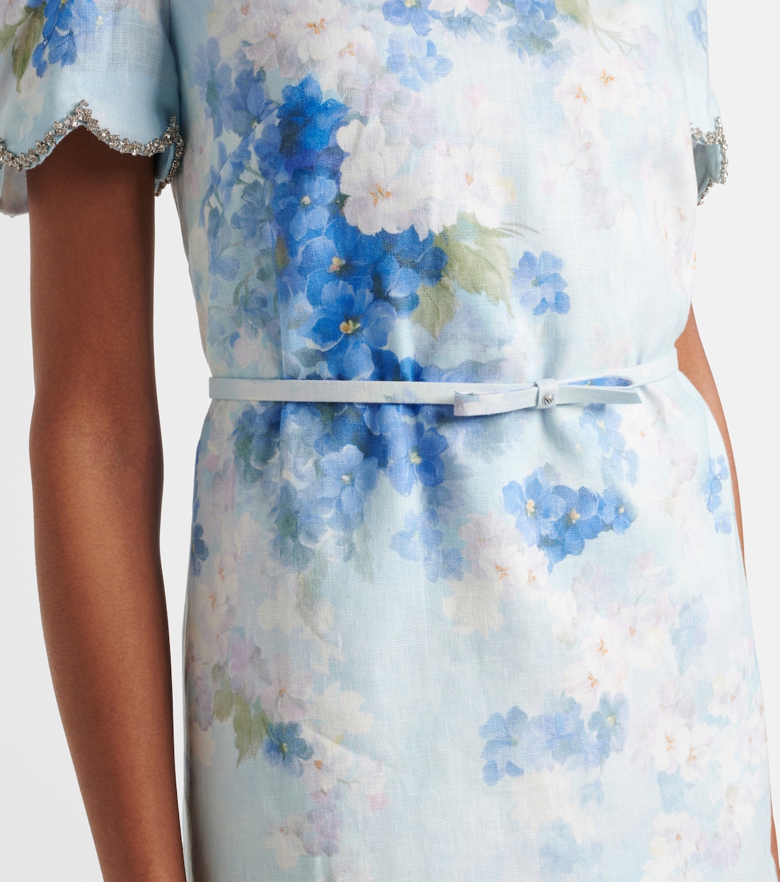 Vibrante Abito in Lino con Fiori Zimmermann