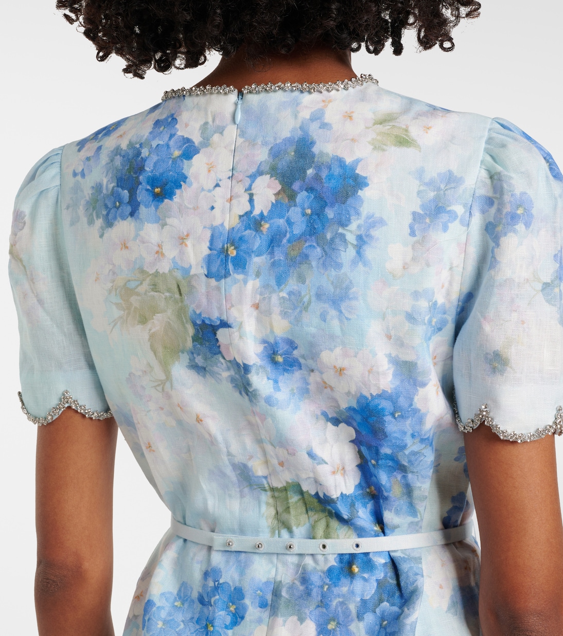 Vibrante Abito in Lino con Fiori Zimmermann