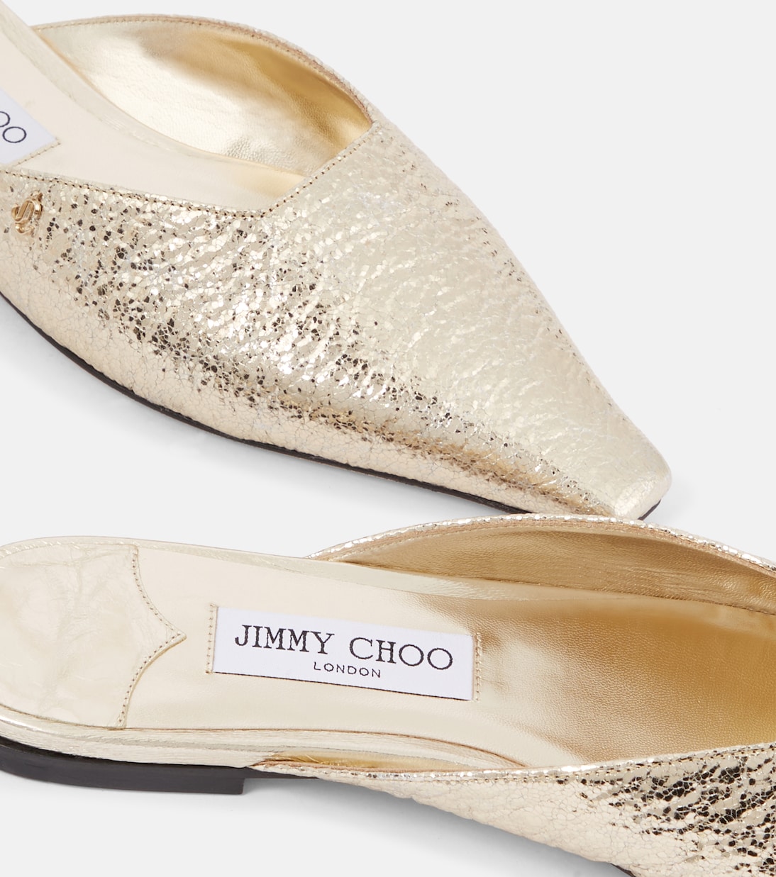 JIMMY CHOO Vivi mocassini in pelle metallizzata per giovani fashionisti