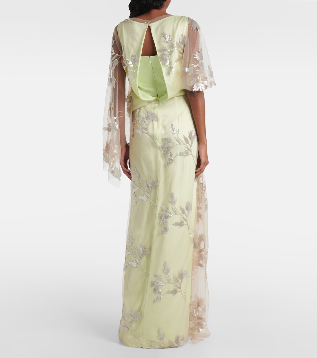Robe aus Cady und Tüll mit Pailletten | Erdem