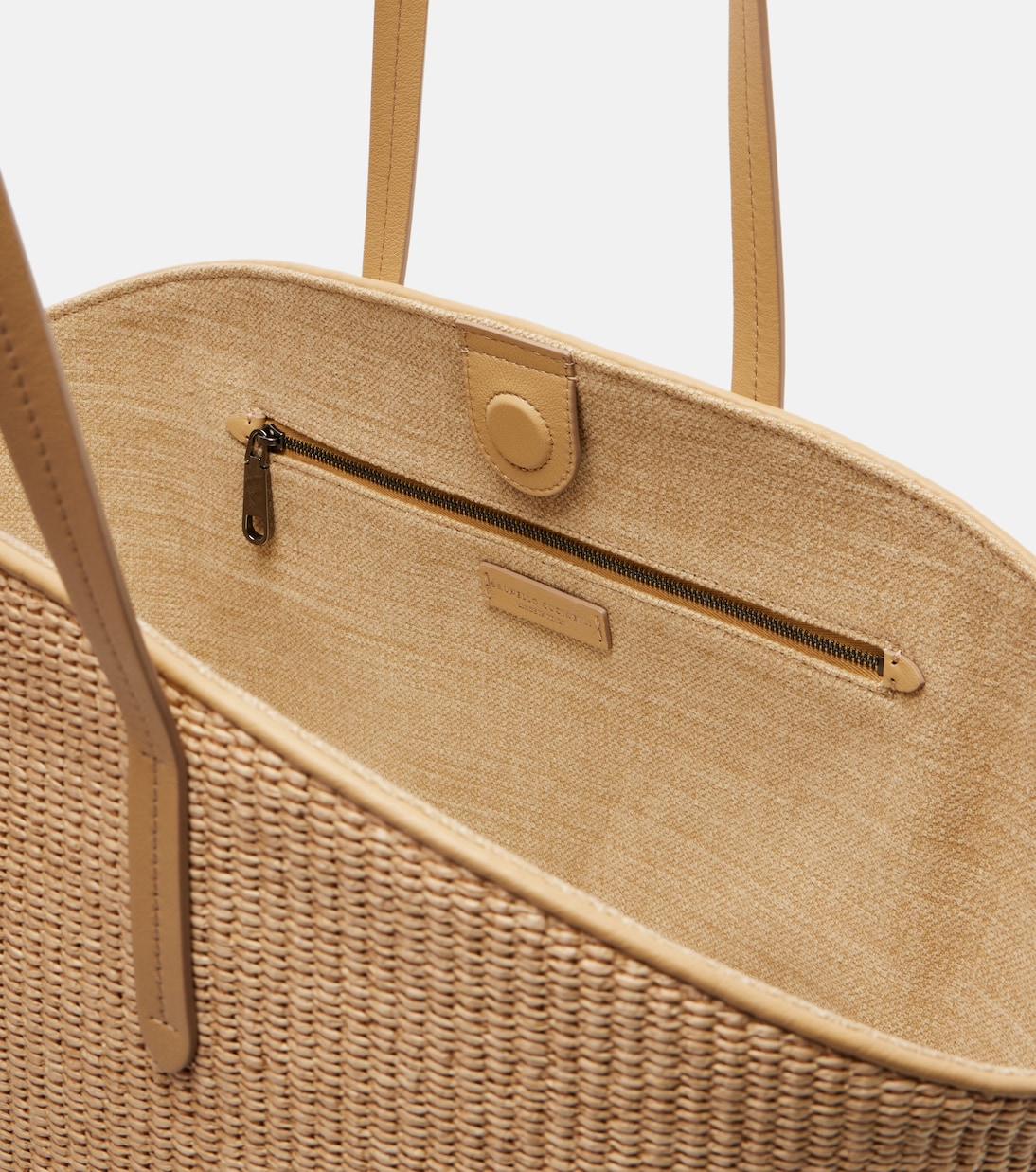 Tote Large aus Raffiabast mit Leder | Brunello Cucinelli
