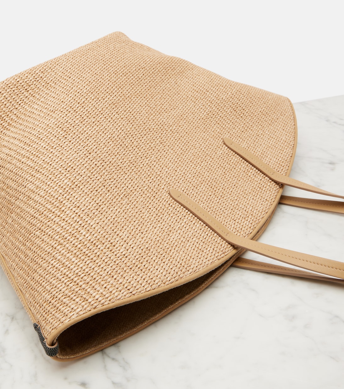 Tote Large aus Raffiabast mit Leder | Brunello Cucinelli